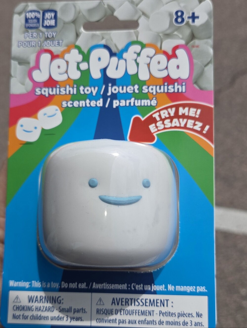 Jet-Puffed Smiling Marshmallow Squishi Toy - White